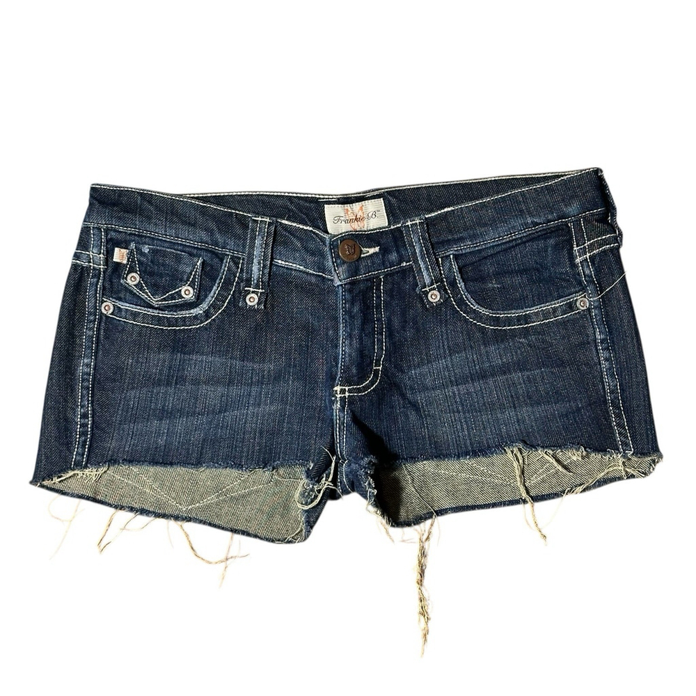 Frankie B Dark Wash Cut Off Micro Mini Low Rise Denim Shorts VTG Y2K 6 Iconic!